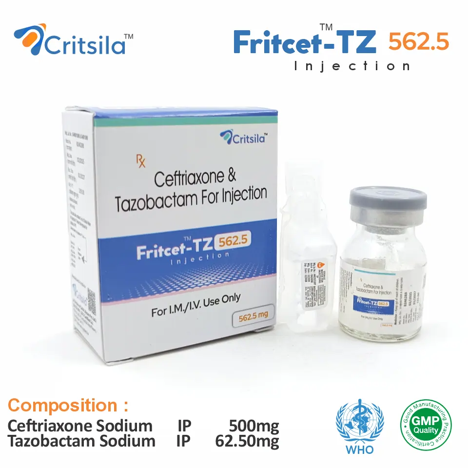 Ceftriaxone 500mg + Tazobactam 62.5mg Injection | Best price for PCD Pharma Franchise | WHO-GMP certified